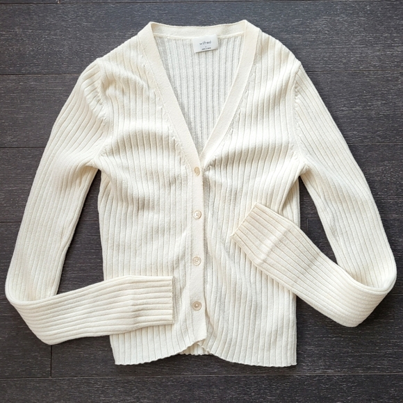 Aritzia Wilfred Manila Ribbed V Neck Merino Wool Cardigan S - Picture 5 of 9